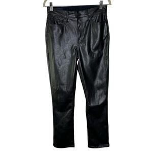 Gap Women's 28 High Rise Vegan Leather Vintage Slim Pants Black Regular EUC